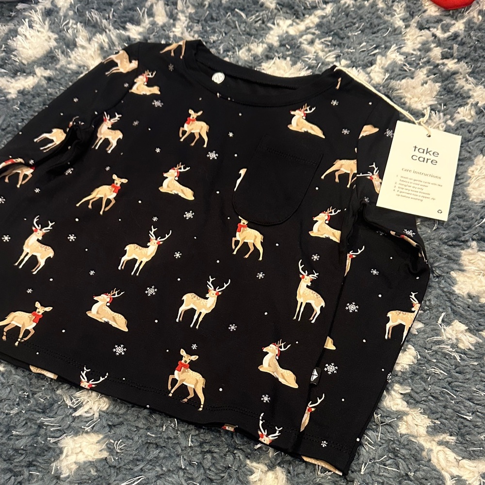 Kyte BABY Black Reindeer Long Sleeve Tee